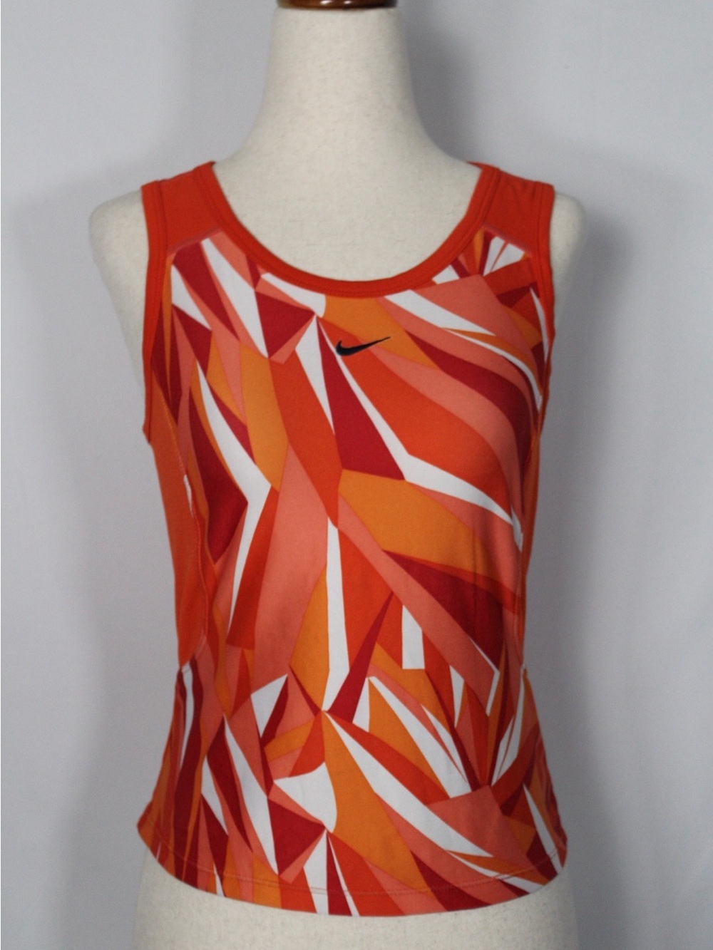 y2k Nike Women's Orange and White Geometric Tank